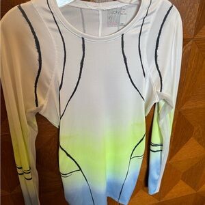 Lucky in Love Women's Ombre Long Sleeve Top - White, Yellow, Blue